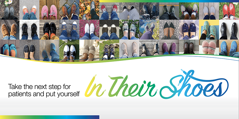 collage photo of shoes with creative In Their Shoes text