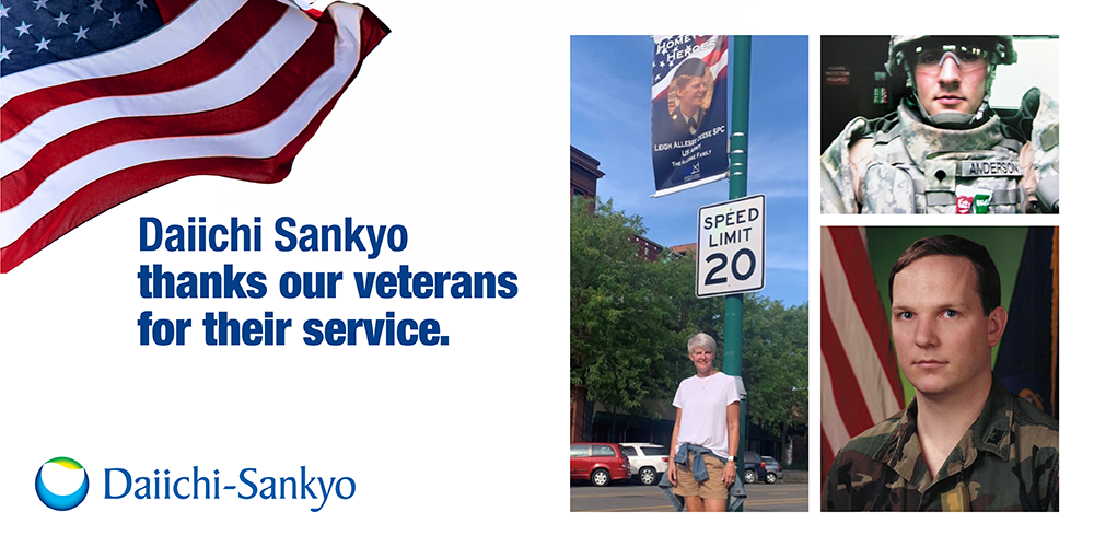 American flag with veterans