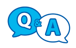 Blue speech bubbles containing the letters ‘Q & A'